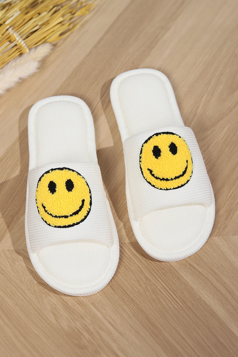 Happy Face Open Toe Winter Slippers
