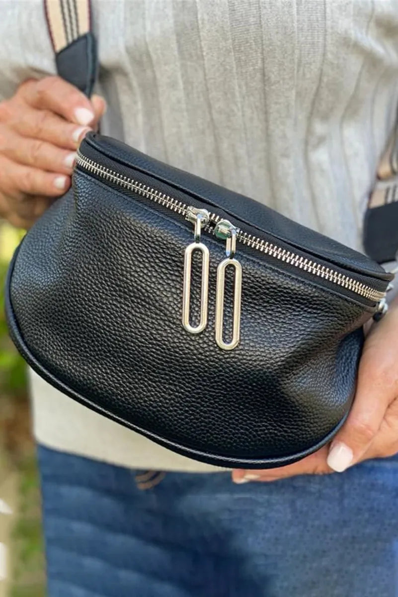 Zipper PU Leather Crossbody Bag