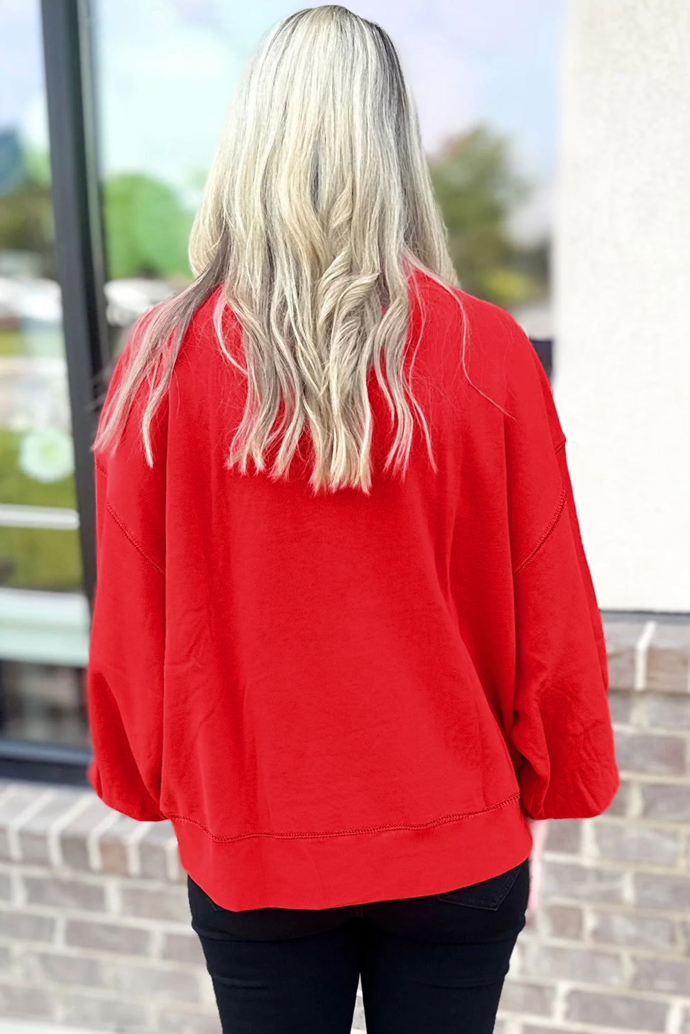 How Bout Them Dawgs Embroidered Script Balloon Sleeve Sweatshirt