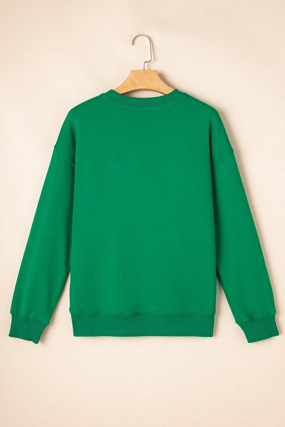 Merry Sequin Letter Patched Drop Shoulder Baggy Sweatshirt