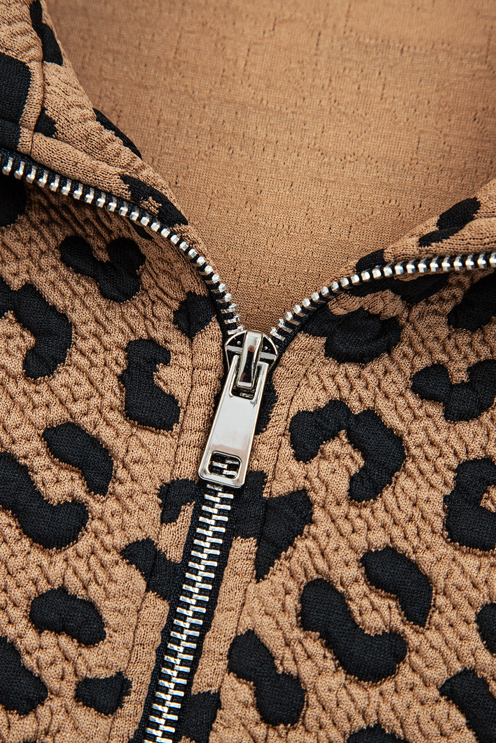 Leopard Print Quarter Zip Sweatshirt