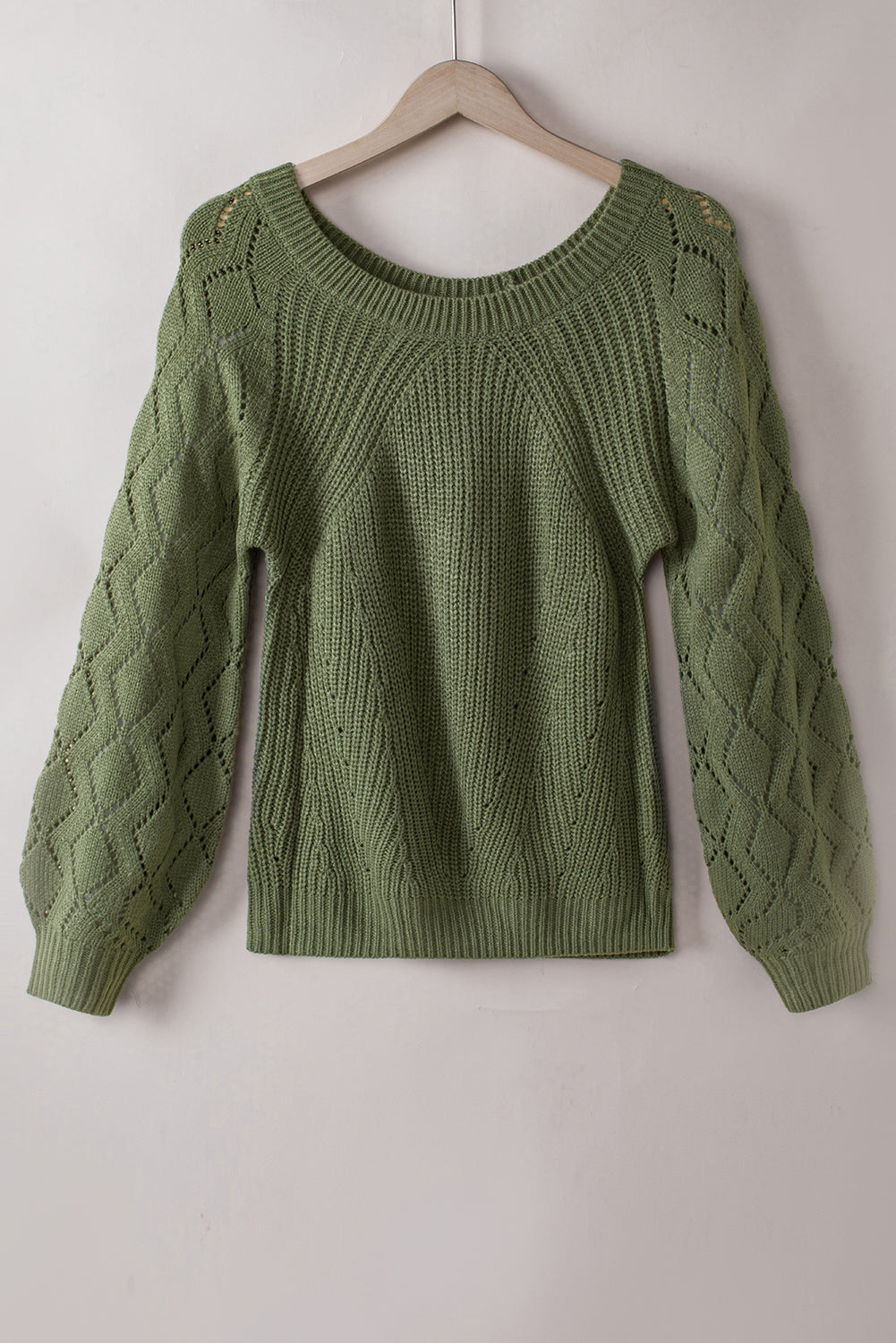 Hollow-out Puffy Sleeve Knit Sweater