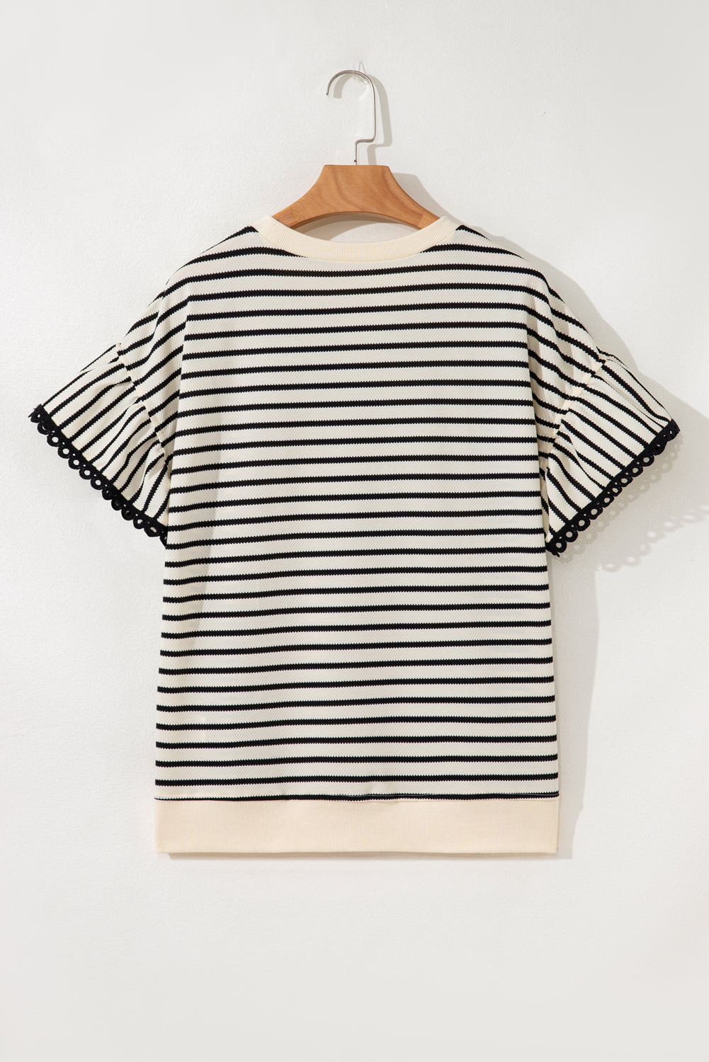 Eyelet Trimmed Ruffled Short Sleeve Plus Size Top