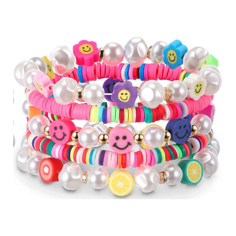 Colorful Clay Fruit Smiley Beaded Bracelet - KOC