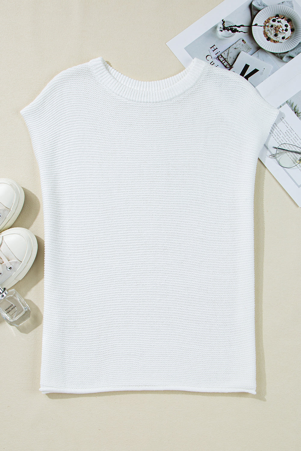 Solid Side Slits Sweater Tee
