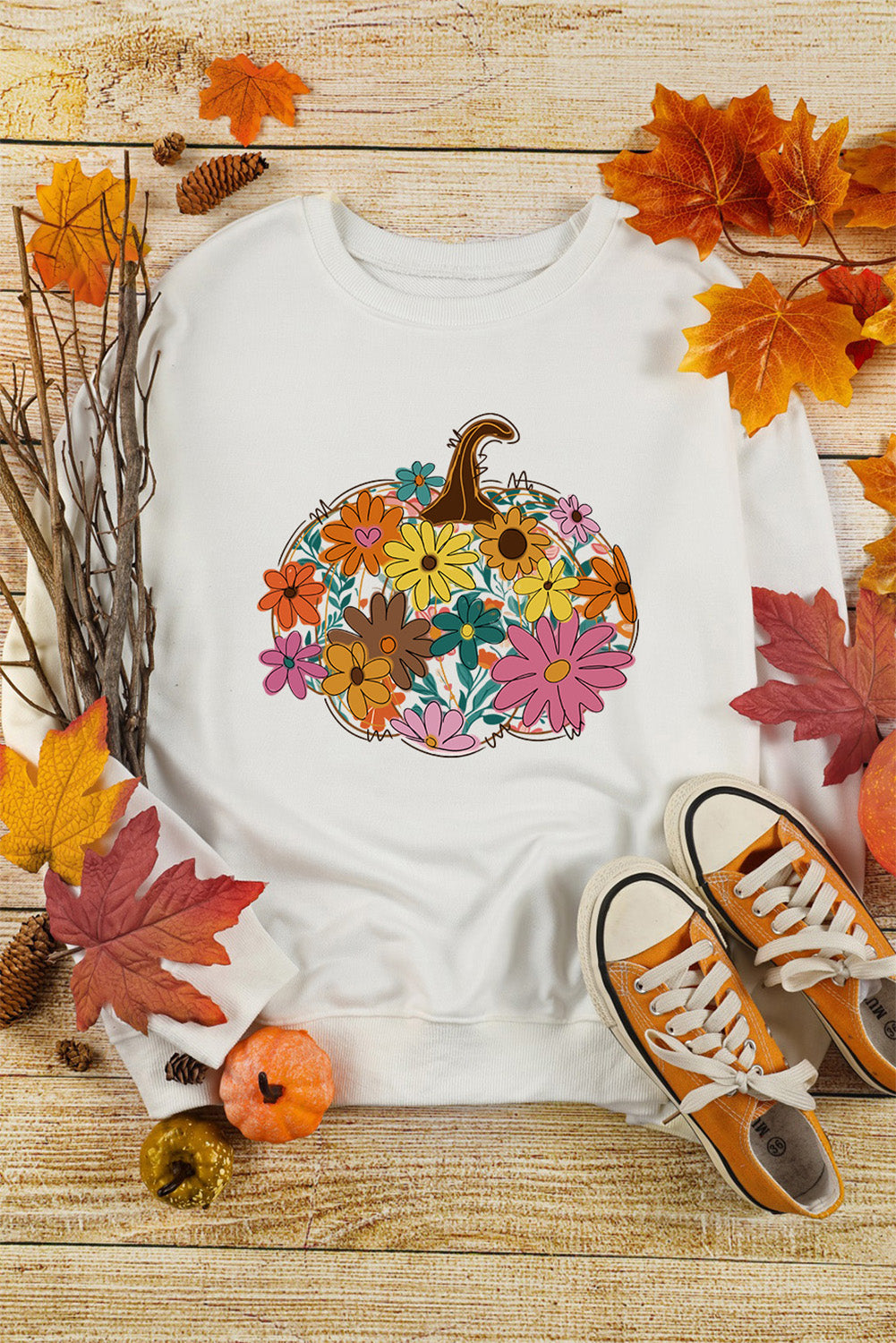 Floral Pumpkin Custom Graphic Sweatshirt