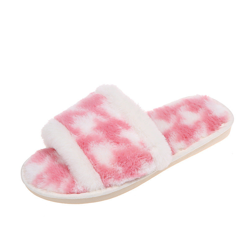 Tie-Dye Soft Bottom Fur Slippers - KOC
