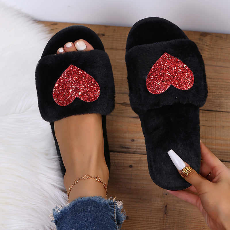 Heart Fluffy Slippers