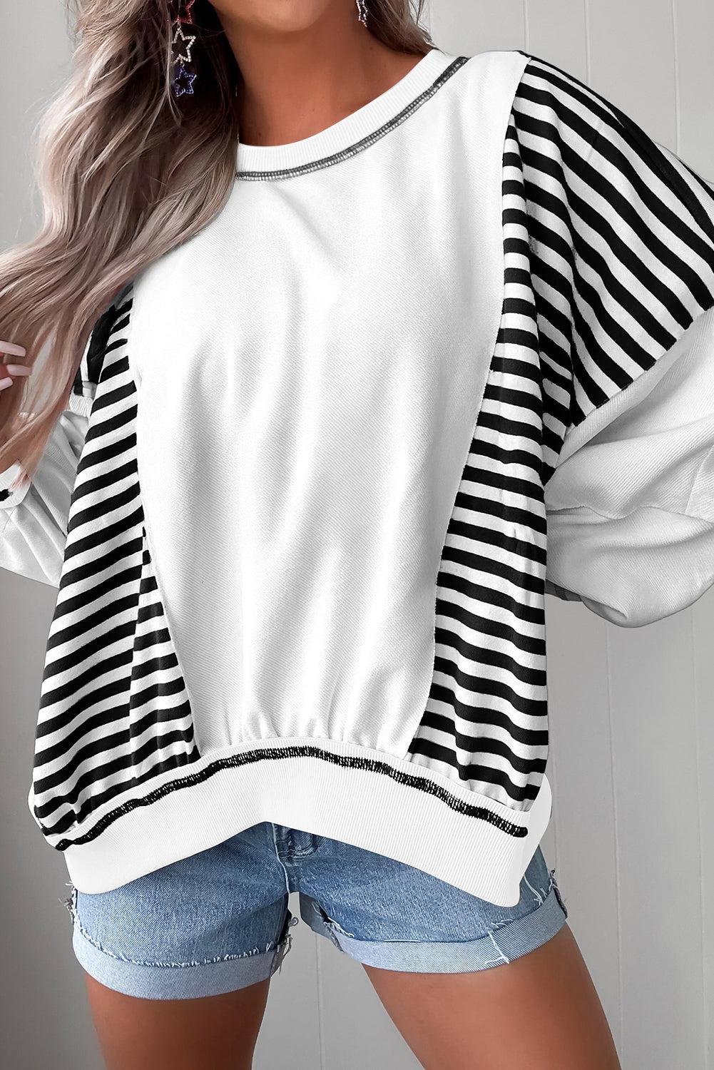 Colorblock Patchwork Contrast Stitching Oversize Sweatshirt