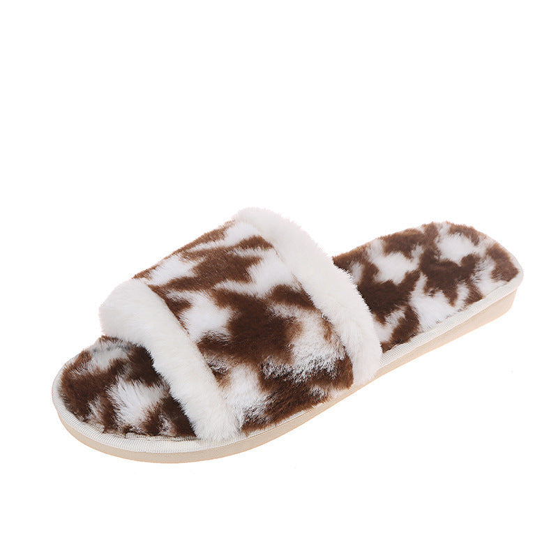 Tie-Dye Soft Bottom Fur Slippers - KOC