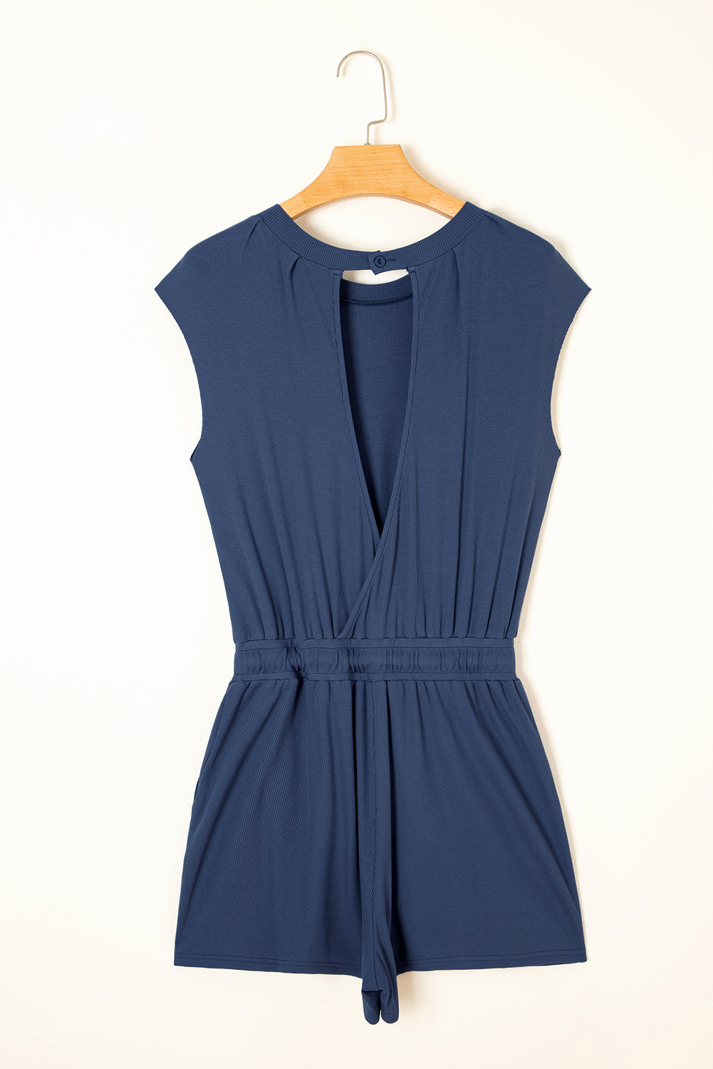Open Back Cap Sleeve Drawstring Romper