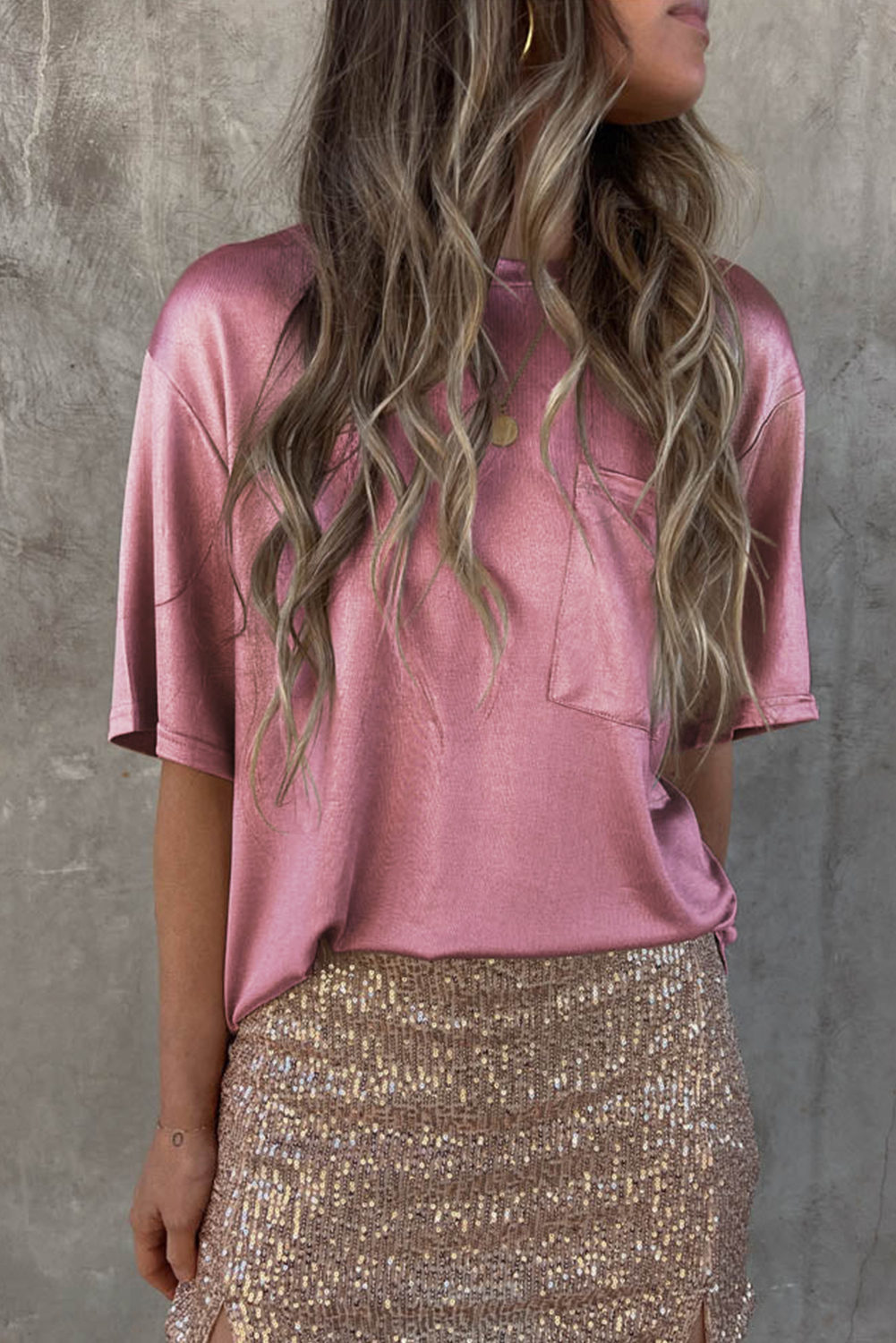 Metallic Chest Pocket T-shirt