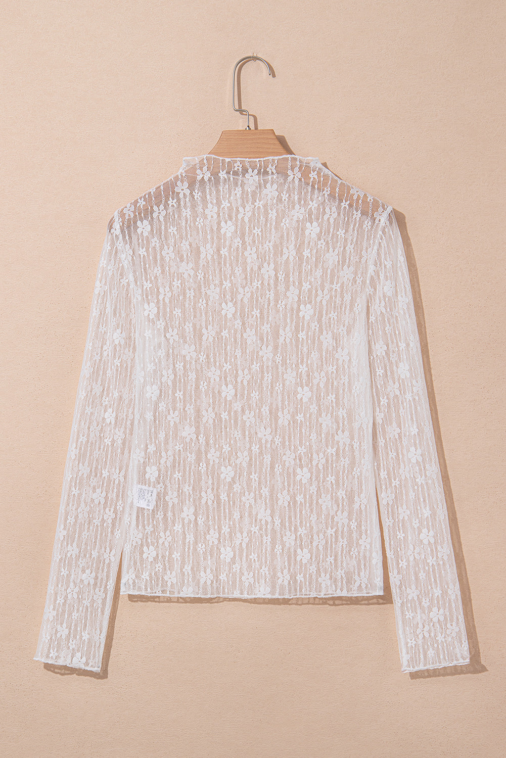 Sheer Floral Lace Long Sleeve Slim Fit Top