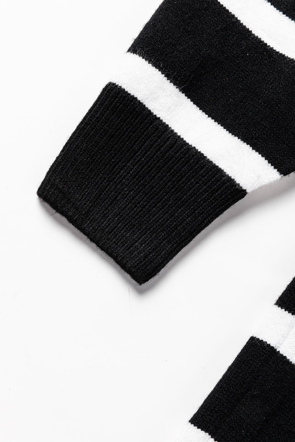 Striped O-ring Zip Collared Loose Sweater Mini Dress
