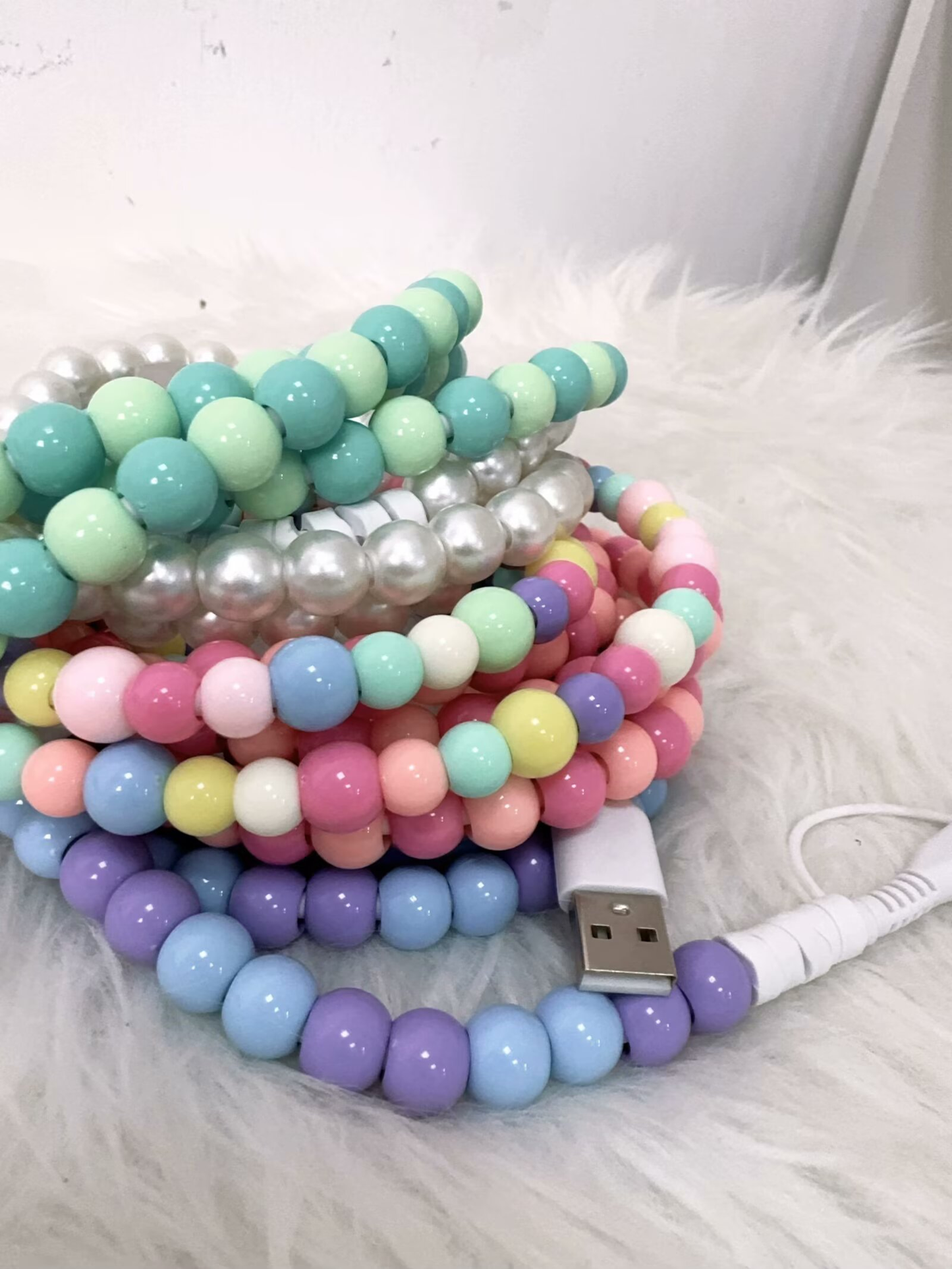 Beaded Data Cable 2 in 1 type-c to ip15