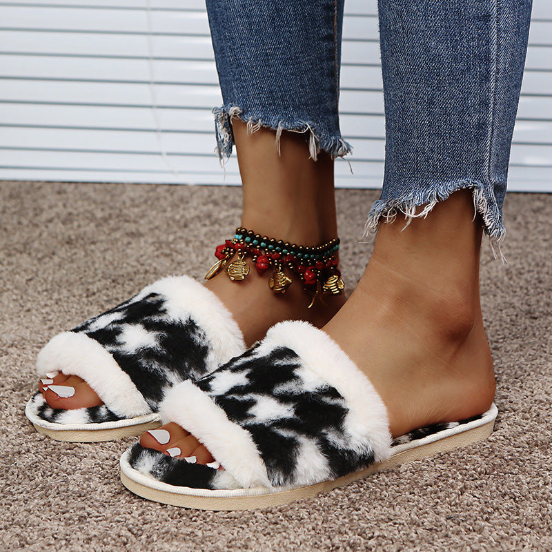 Tie-Dye Soft Bottom Fur Slippers - KOC