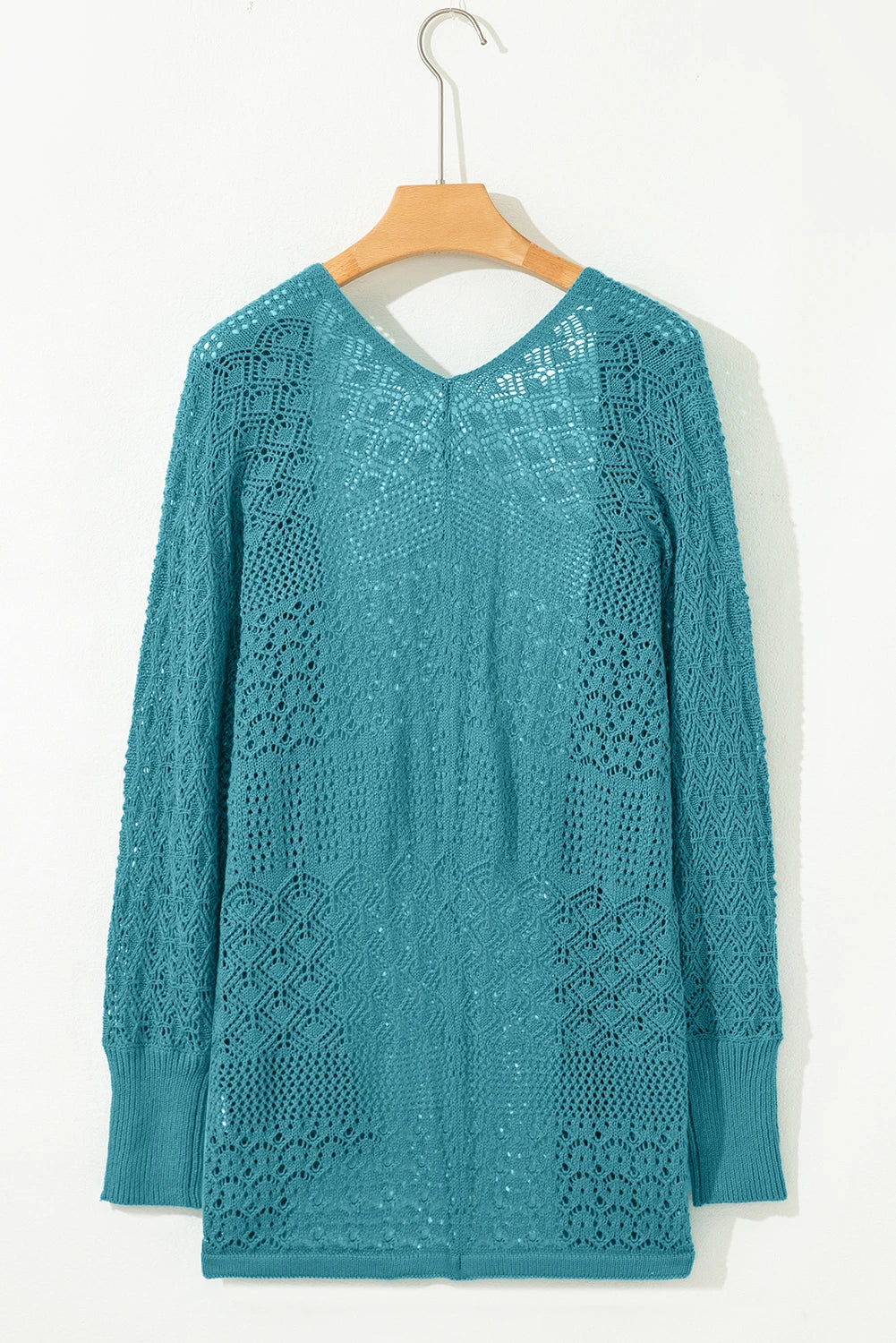 Hollowed Knit Open Front Cardigan