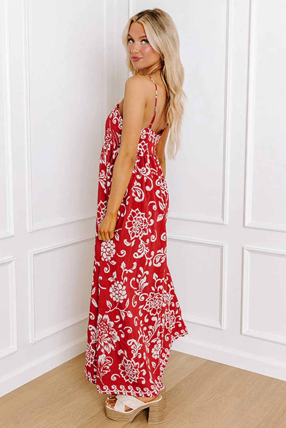 Floral Spaghetti Strap Empire Waist Maxi Dress