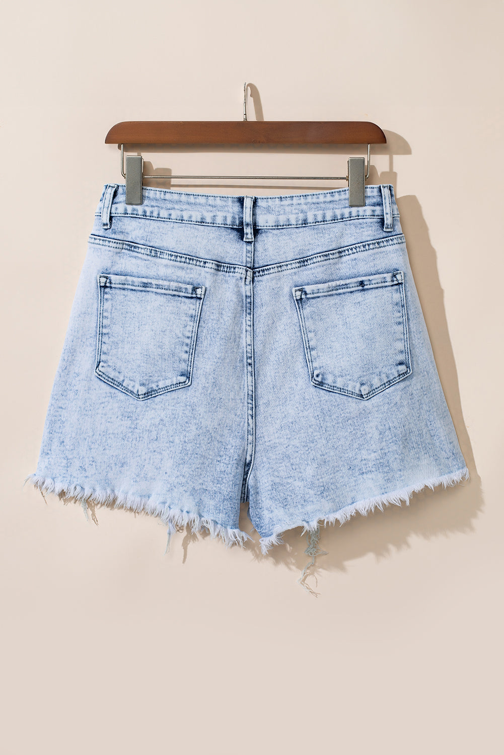 Wash Crossed Raw Edge Denim Shorts