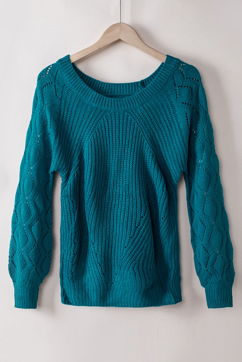 Hollow-out Puffy Sleeve Knit Sweater