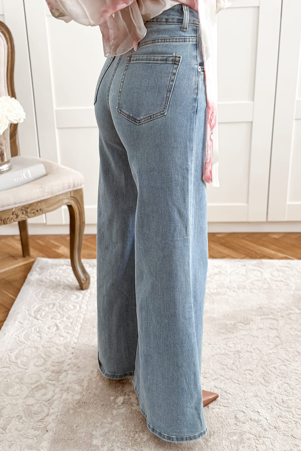 High Waist Button Zip Fly Bell Bottom Jeans