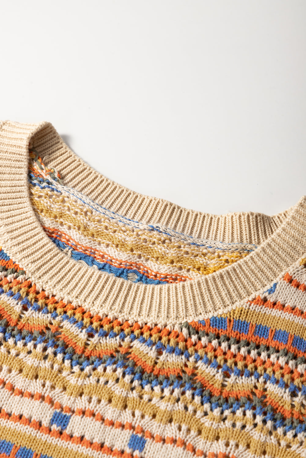 Eyelet Crochet Round Neck Sweater Vest
