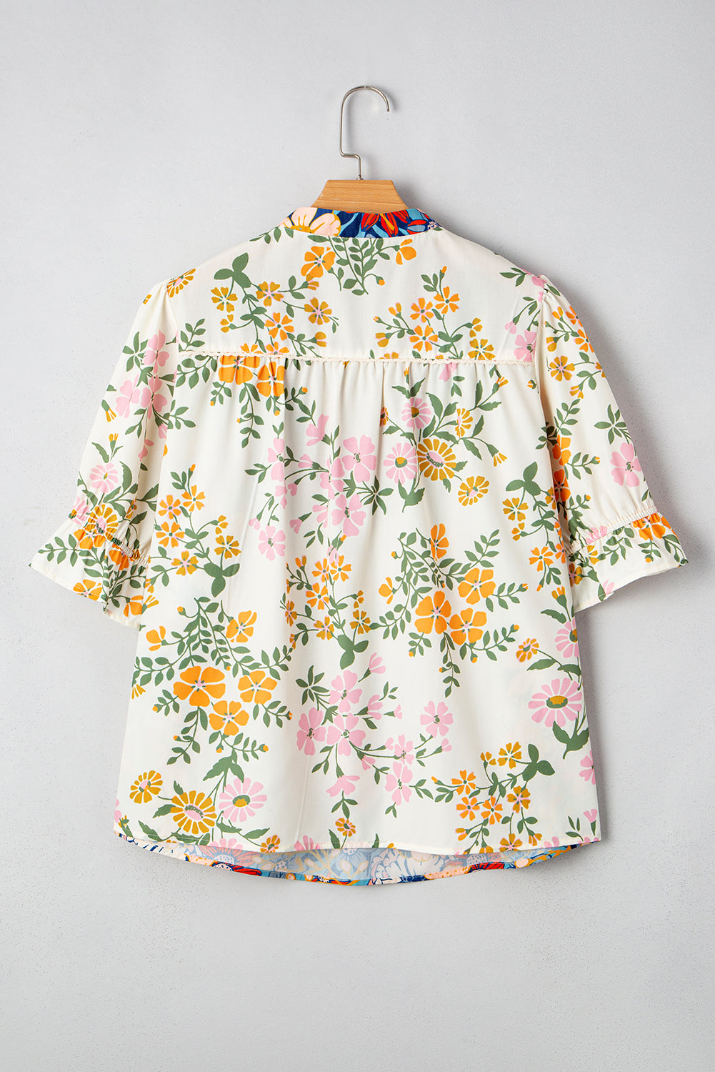 Woven V Neck Half Sleeve Blouse
