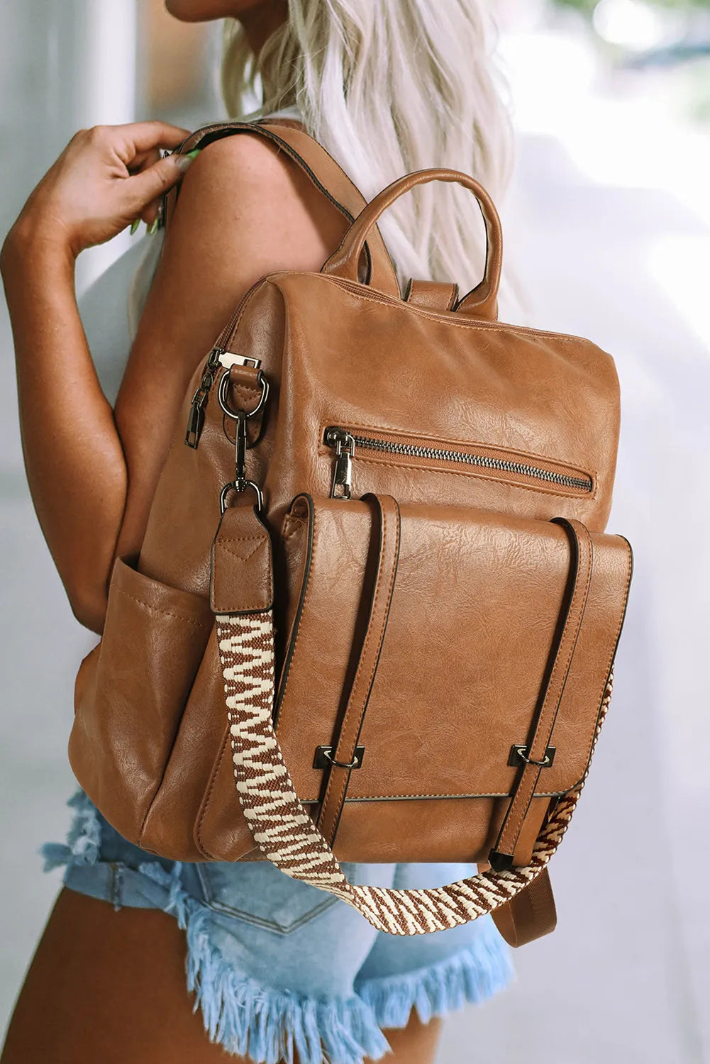 Embroidered Strap Attached Backpack