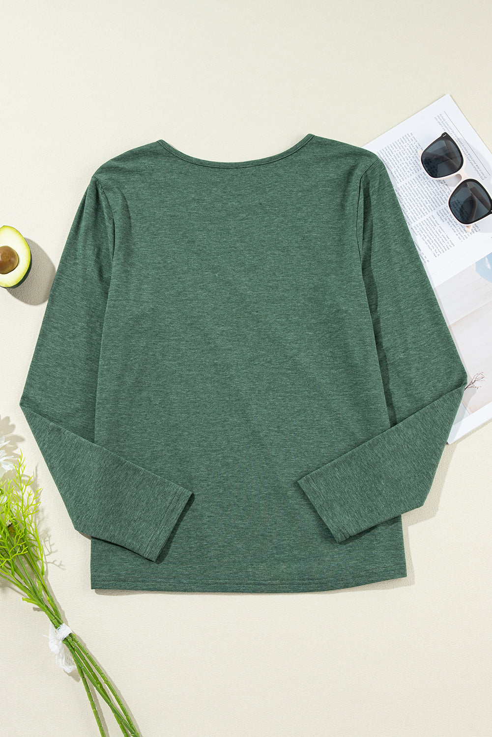 Asymmetric Seam Detail Solid Color Long Sleeve Top