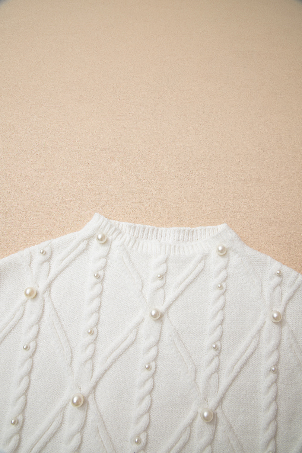 Pearled High Neck Textured Knit Sweater Vest