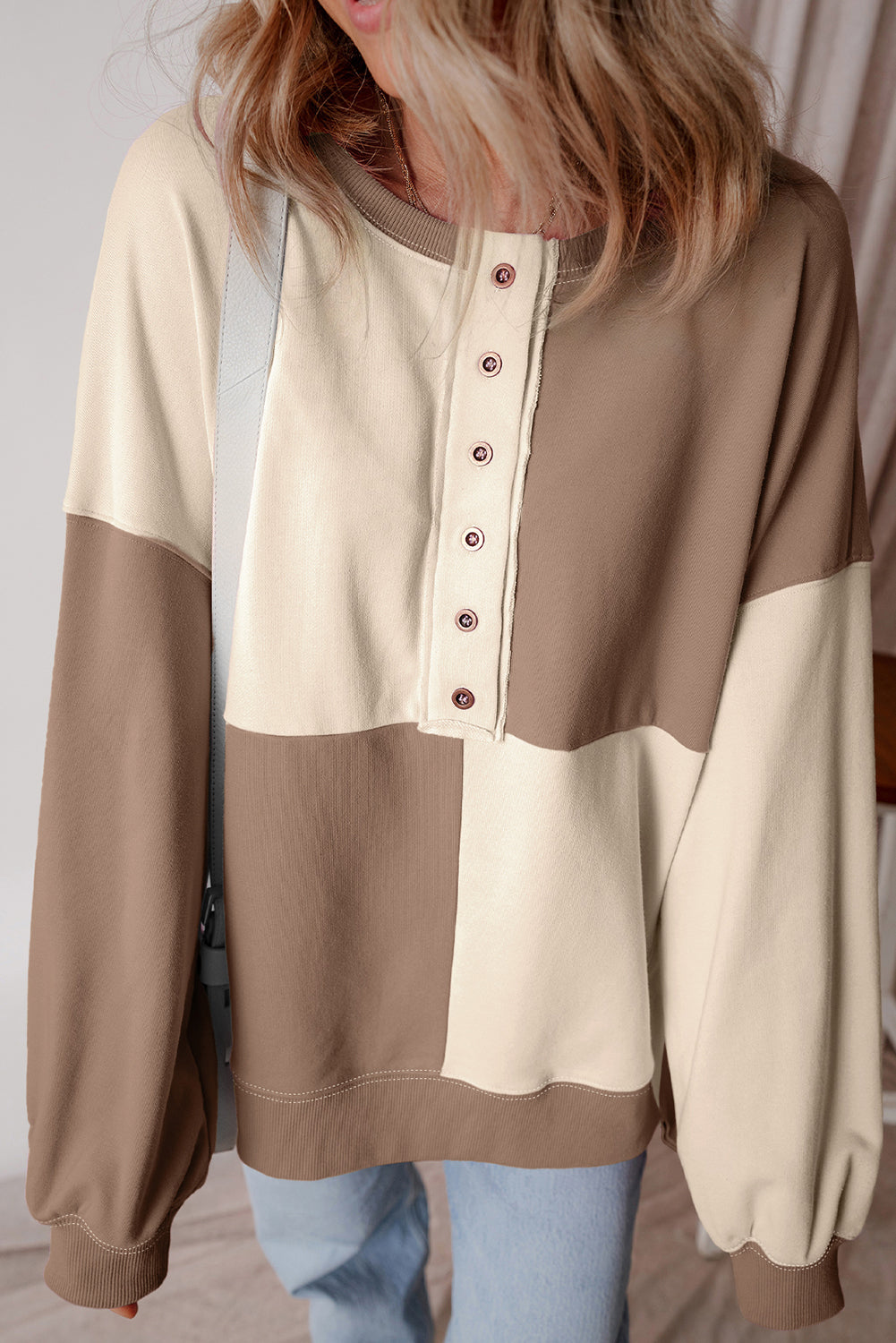 Henley High Low Oversize Sweatshirt