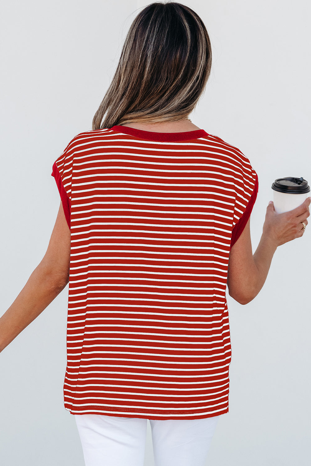 Chest Pocket Patch Round Neck Tank Top