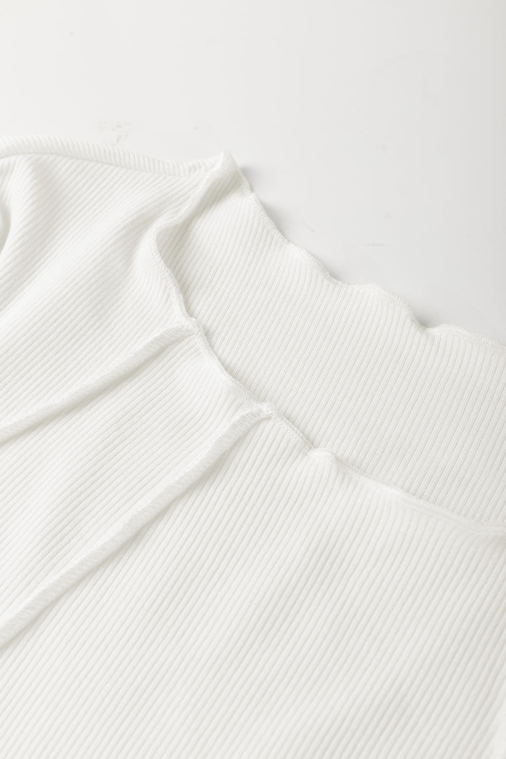 Exposed Seam Ribbed Knit Slim Fit Long Sleeve Top