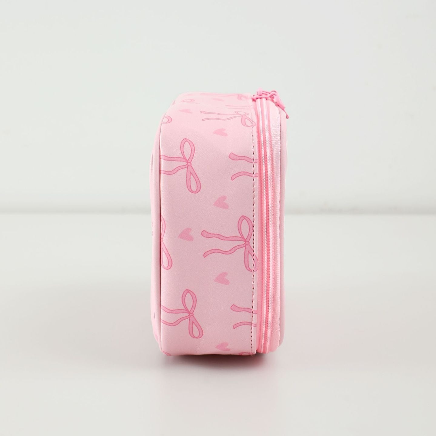 Clear PU Cosmetic Bag Pink Ribbon Toiletry Bag