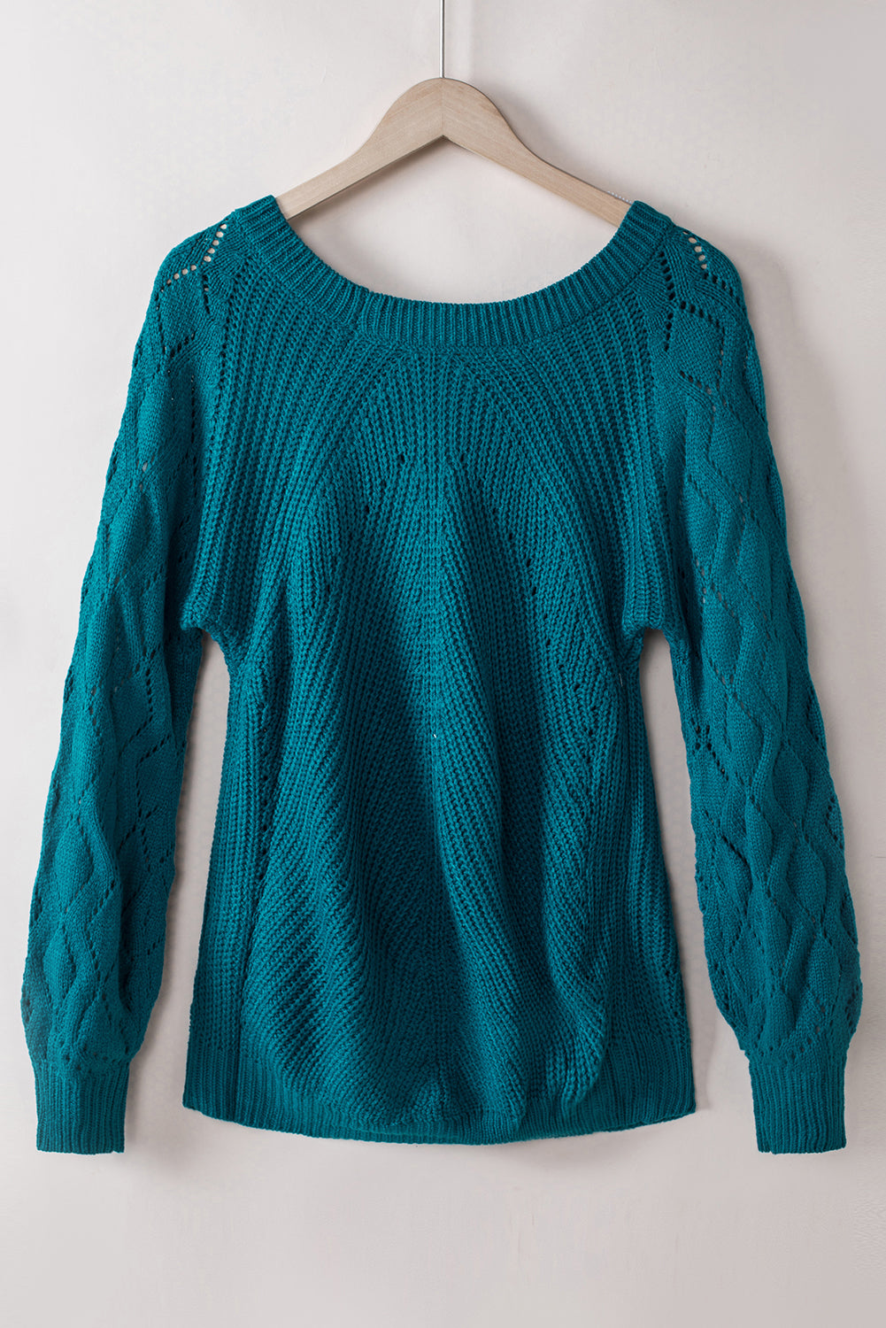 Hollow-out Puffy Sleeve Knit Sweater