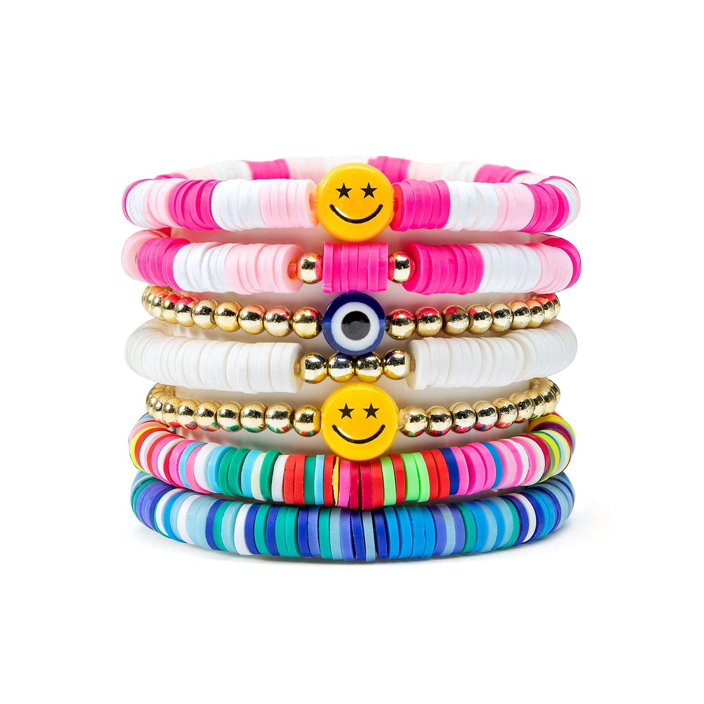 Colorful Clay Fruit Smiley Beaded Bracelet - KOC