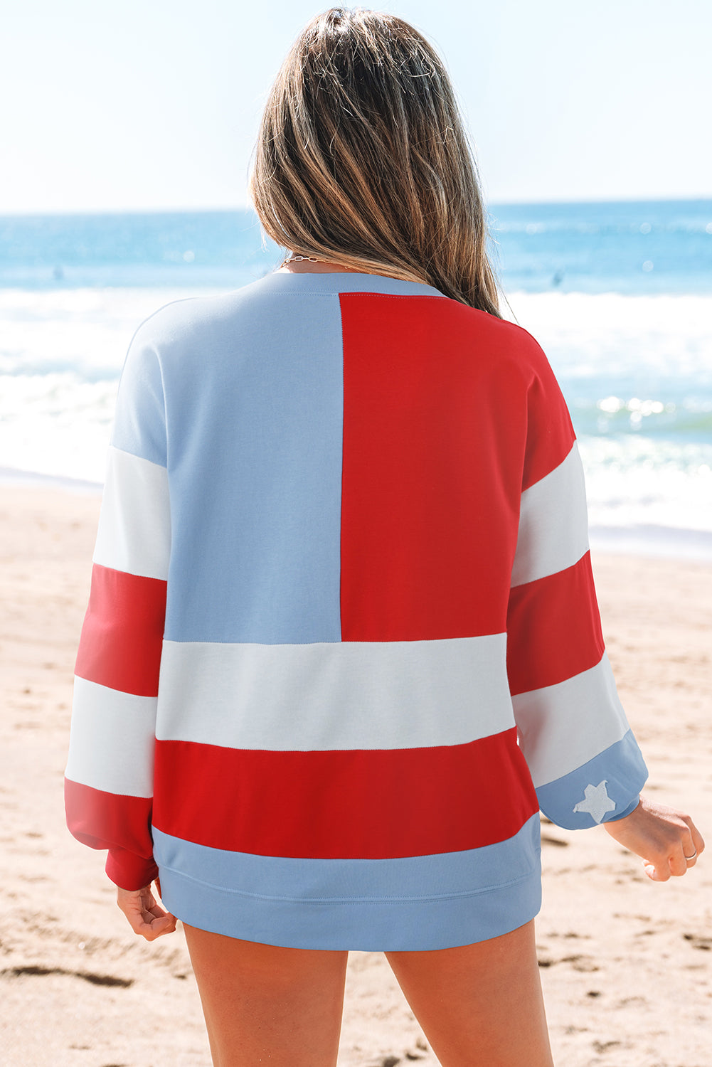 American Flag Vintage Oversized Pullover Sweatshirt