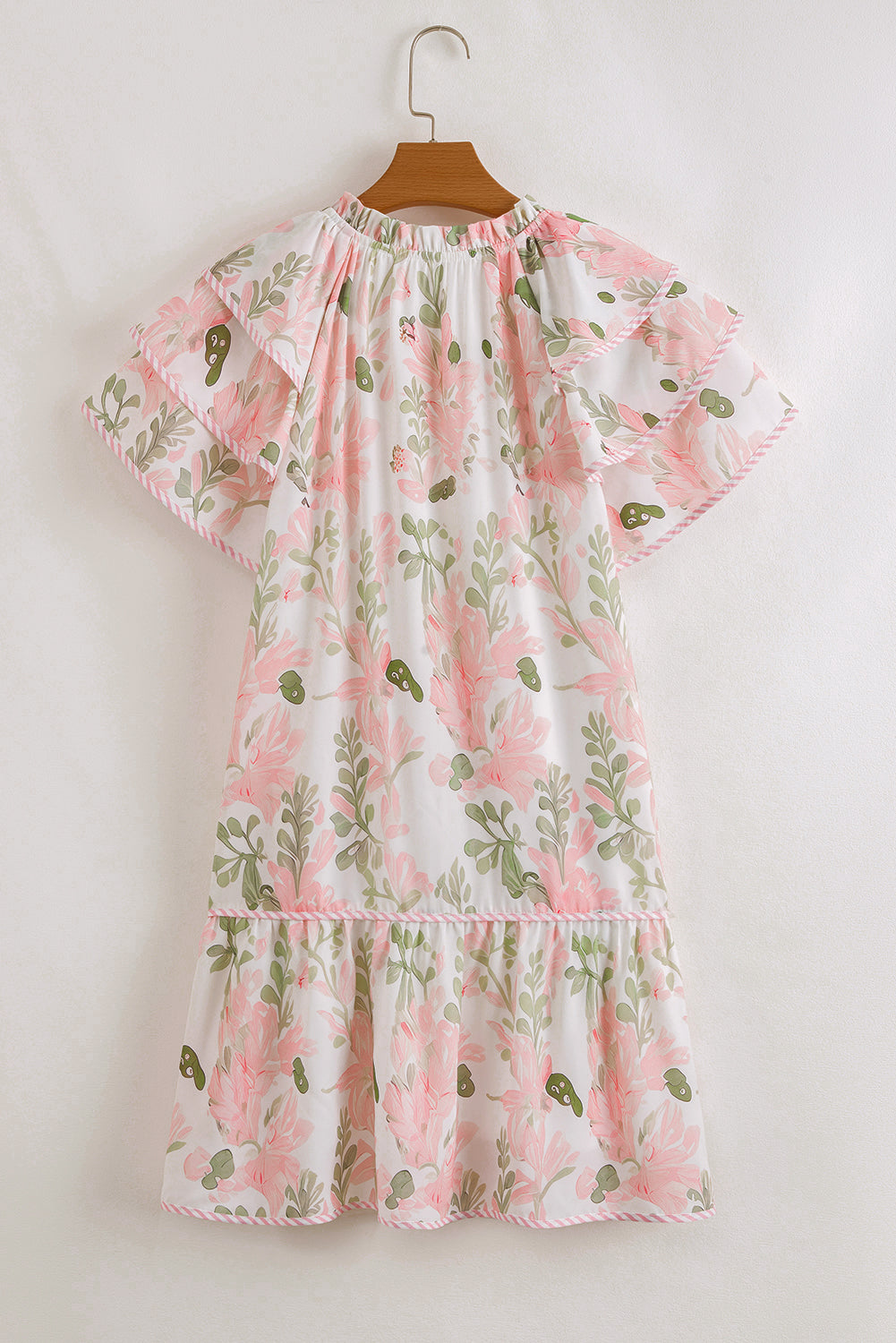 Floral Contrast Edge Layered Mini Dress