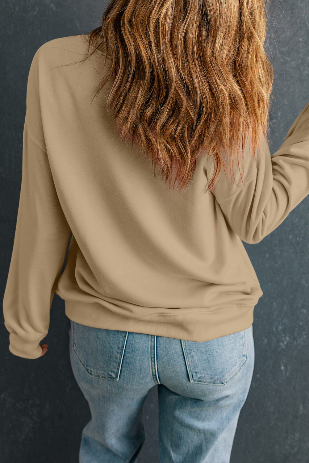 Thankful Repeated Print Drop Shoulder Casual Sweatshirt
