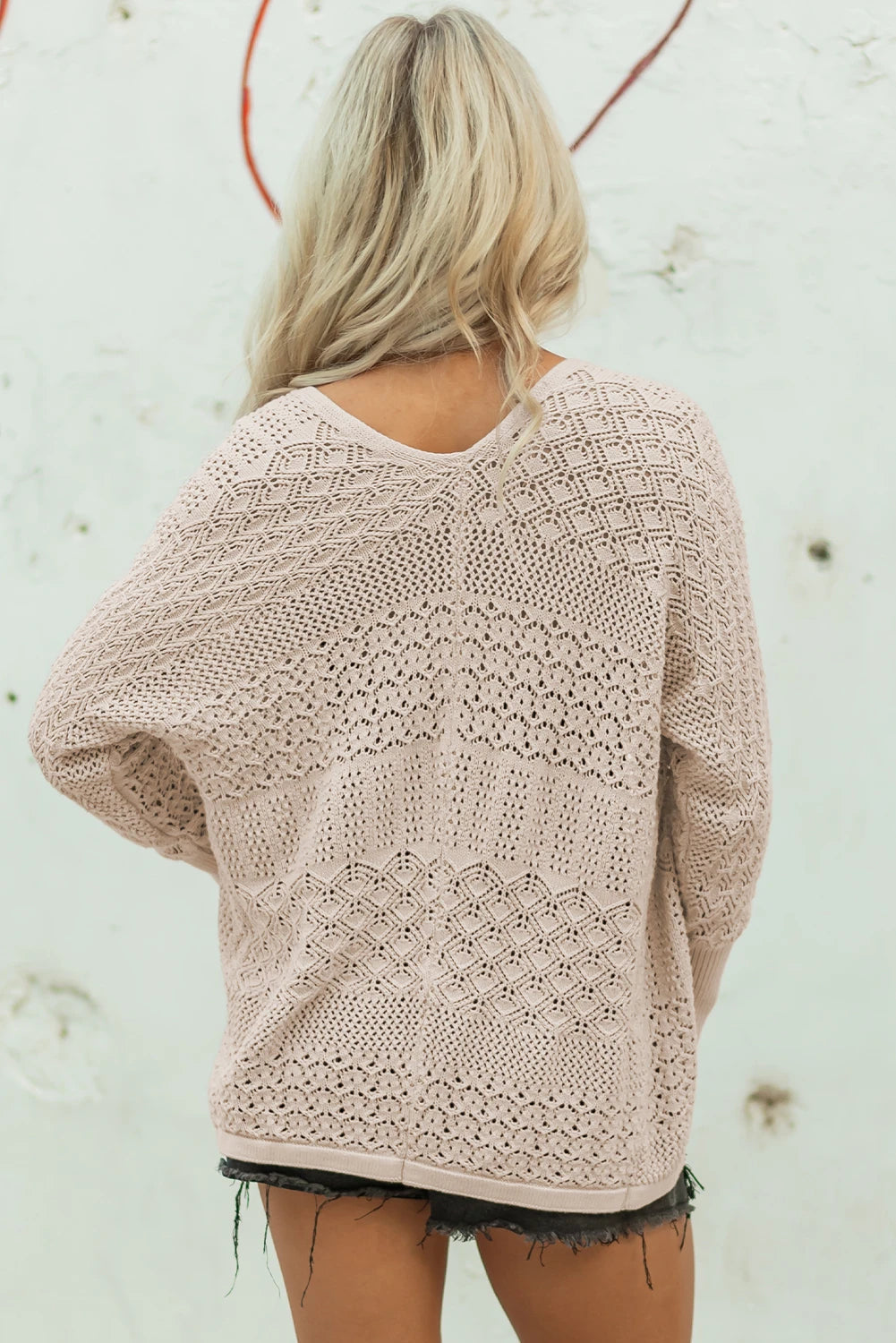 Hollowed Knit Open Front Cardigan