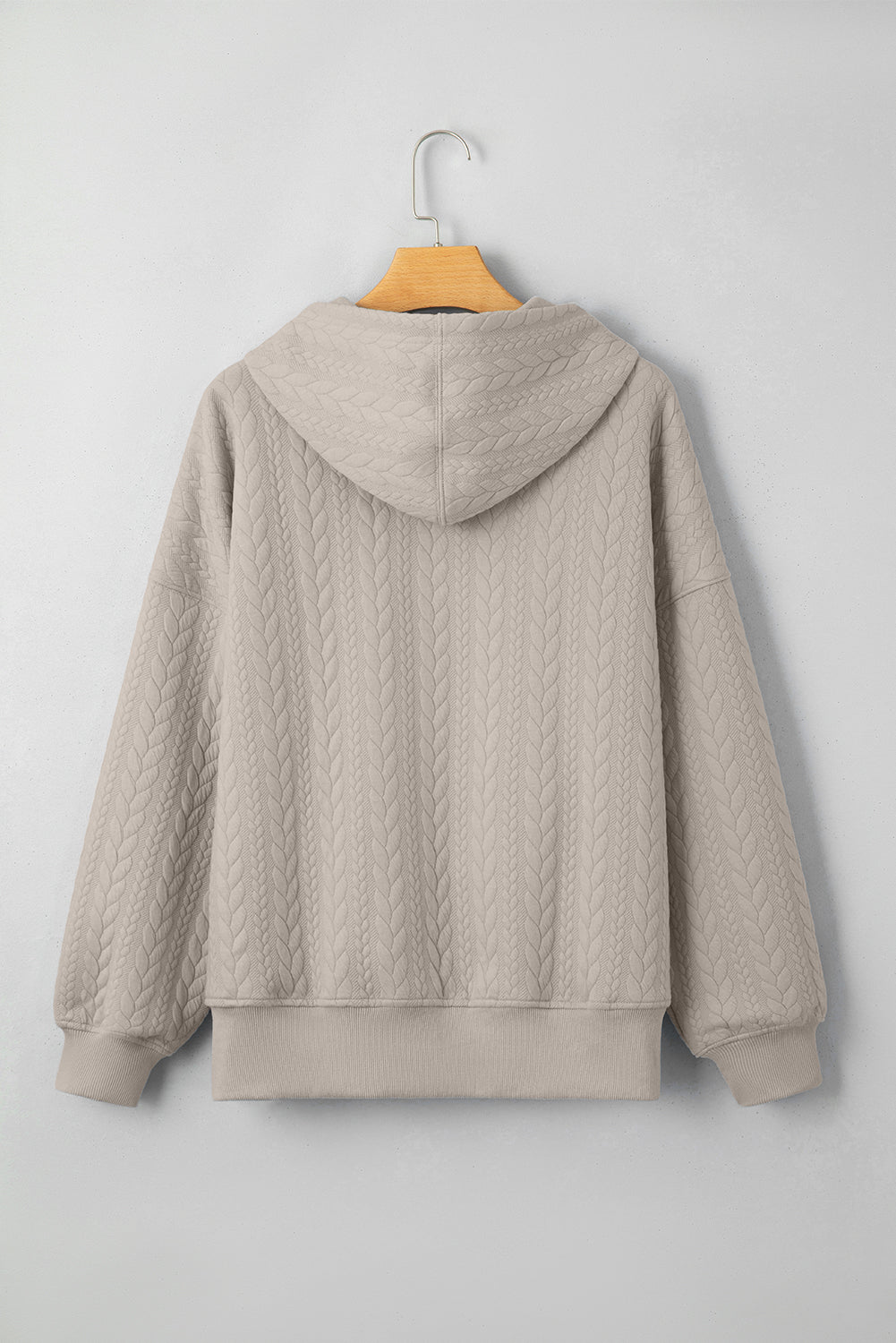 Cable Textured Baggy Solid Hoodie
