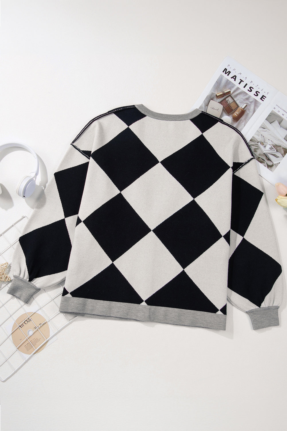 Colorblock Drop Shoulder Buttoned Loose Cardigan