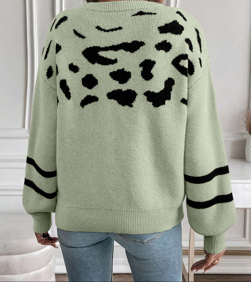 Striped Detail Drop Shoulder Sweater