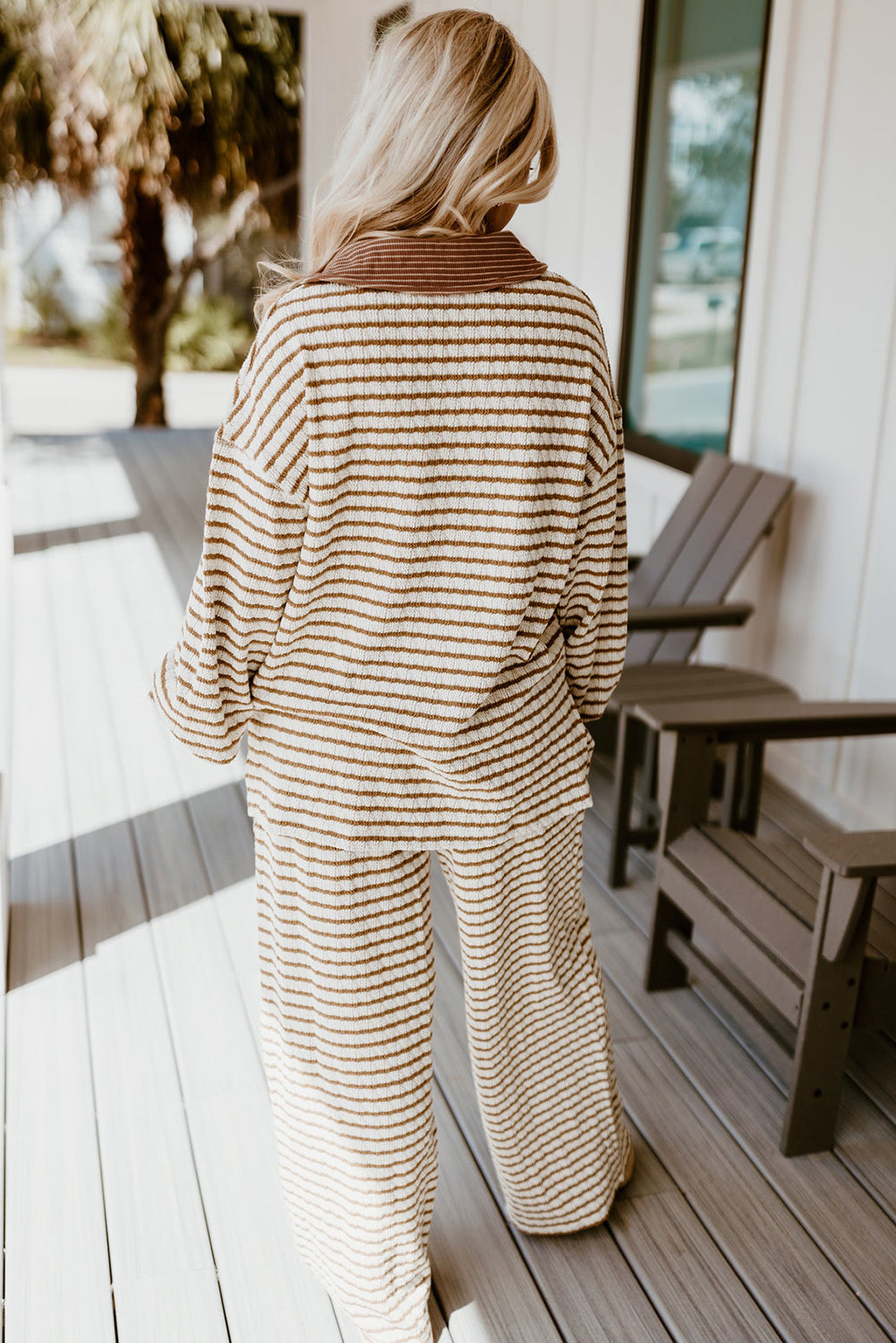 Collared Pullover Top and Drawstring Pant Set