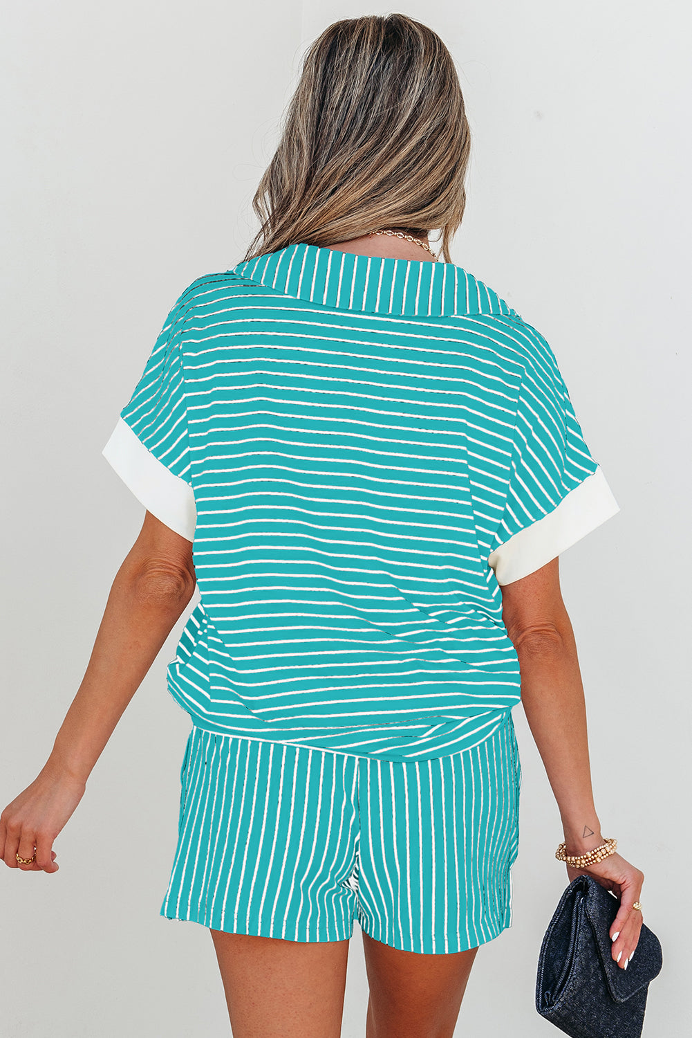V Neck Tee and Casual Short Set