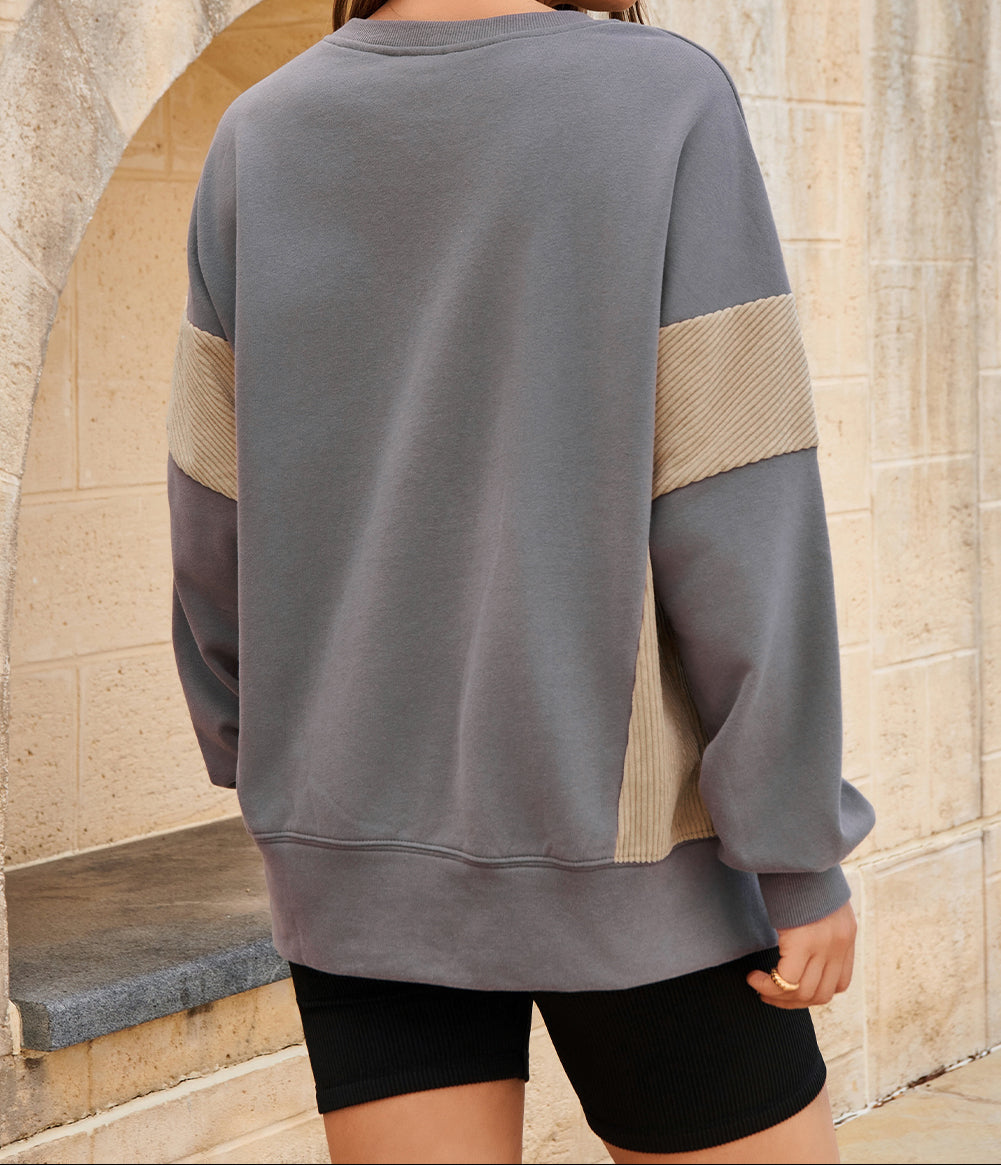 Patched Side Slit Sweatshirt