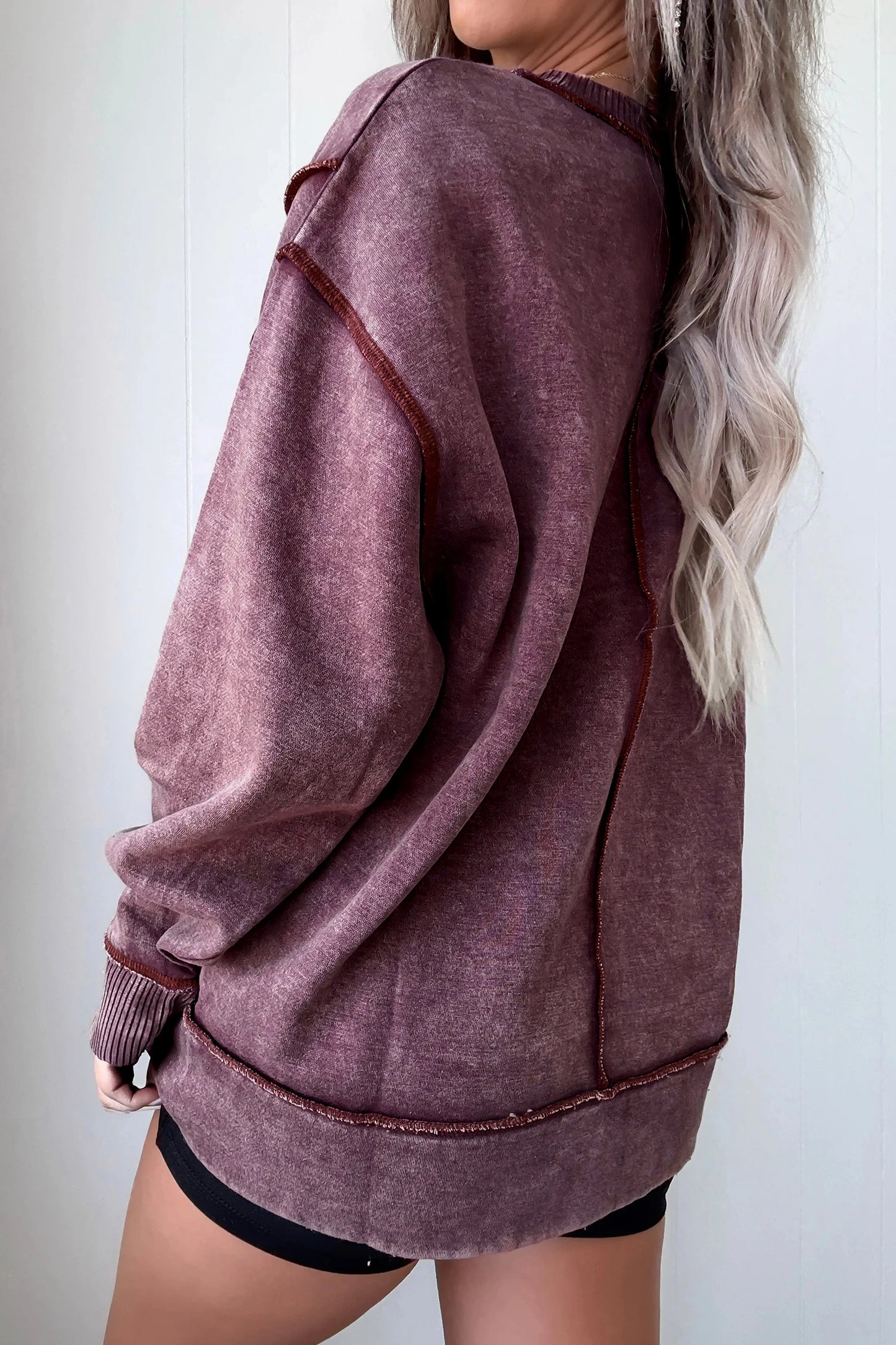 Wash Exposed Seam Side Slit Sweatshirt