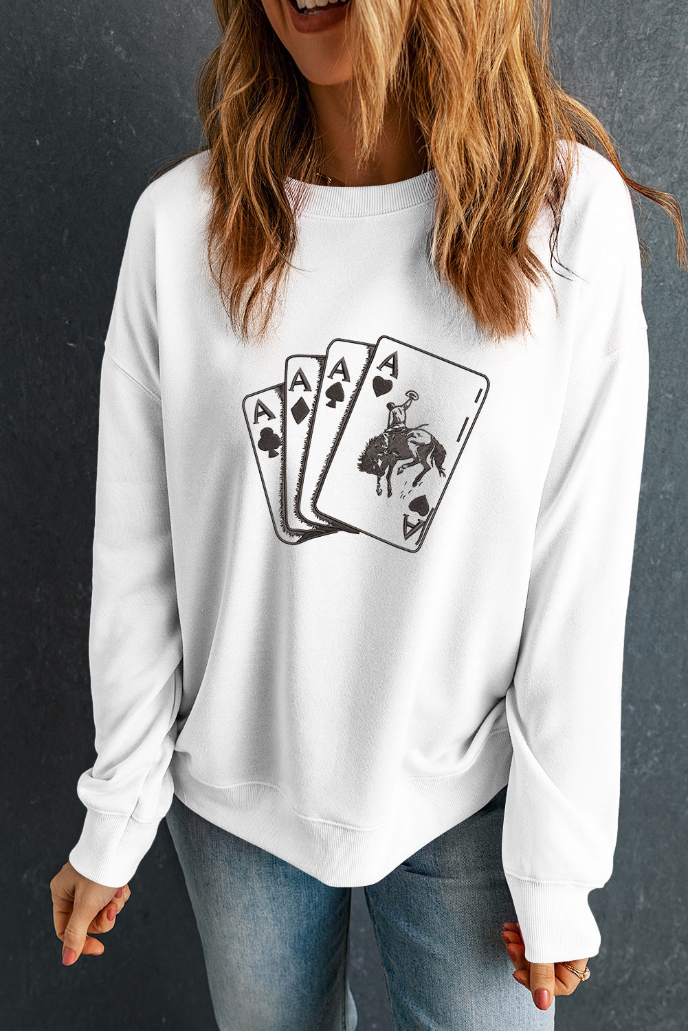 Ace Card Cowboy Graphic Trendy Sweatshirt