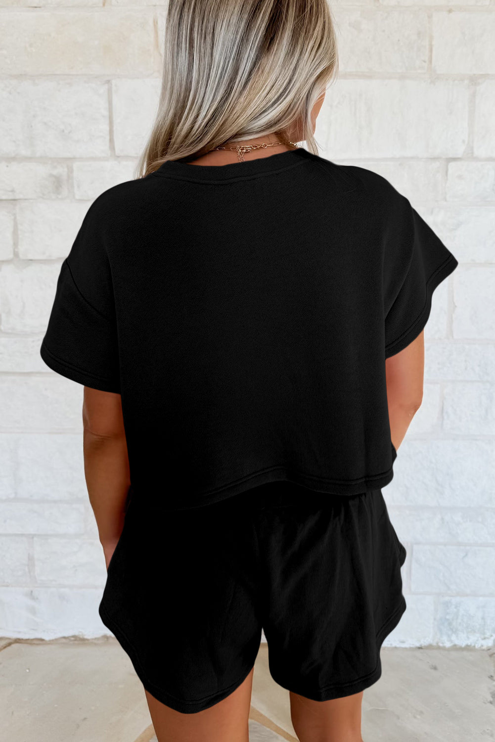 Cropped Tee and Ruffle High Waist Skort Set