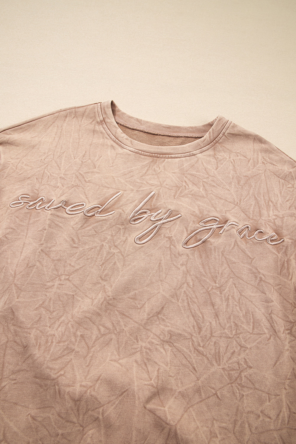 Letter Embroidery Mineral Wash Loose Sweatshirt